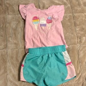 Pink and Teal Ice Cream Graphic Kids Outfit